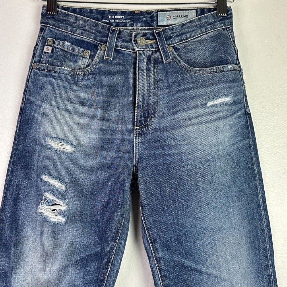 AG Jeans Rhett High Rise Waist Tomboy Boyfriend Vintage Distressed Wide Leg - Picture 4 of 6